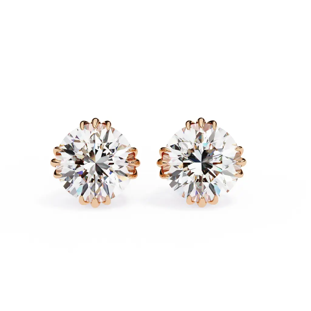 Accent Prong Setting Round Brilliant Daimond Stud 