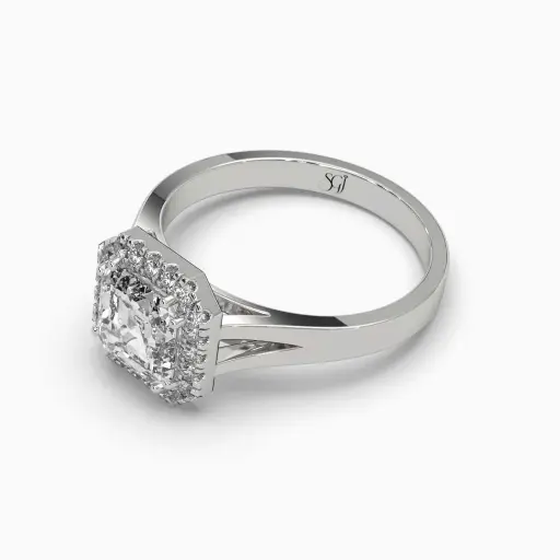 Classic Square Emerald Halo Engagement Ring